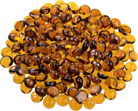 KINGOU Flat Glass Marbles Vase Filler Gems, 14-16mm, 1 LB