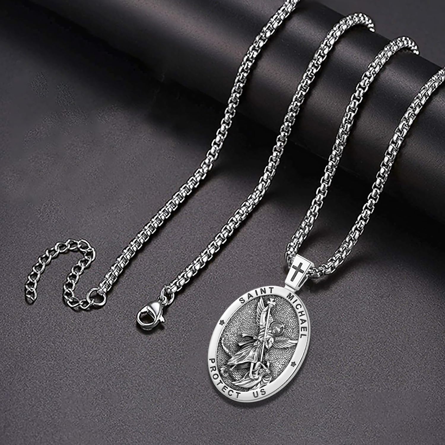 Patron Saint Medals Amulet Necklace 925 Sterling Silver Protection Jewelry for Men Women with 20"/22"+2" Rolo Chain - Image 2