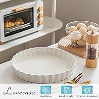 Vista 5 de LOVECASA Molde para hornear quiche de porcelana, molde para pastel reutilizable de 10 pulgadas, molde redondo antiadherente para pastel, molde