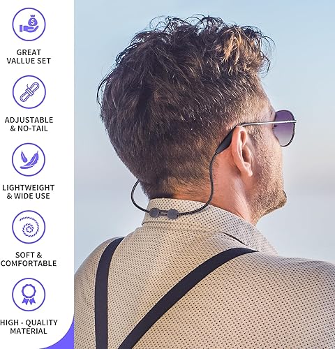 Miniatura 2 de Maitsol Correa de soporte para gafas, 2 unidades, correa para gafas de sol deportivas, cordón para gafas alrededor del cuello, cuerda para gafas