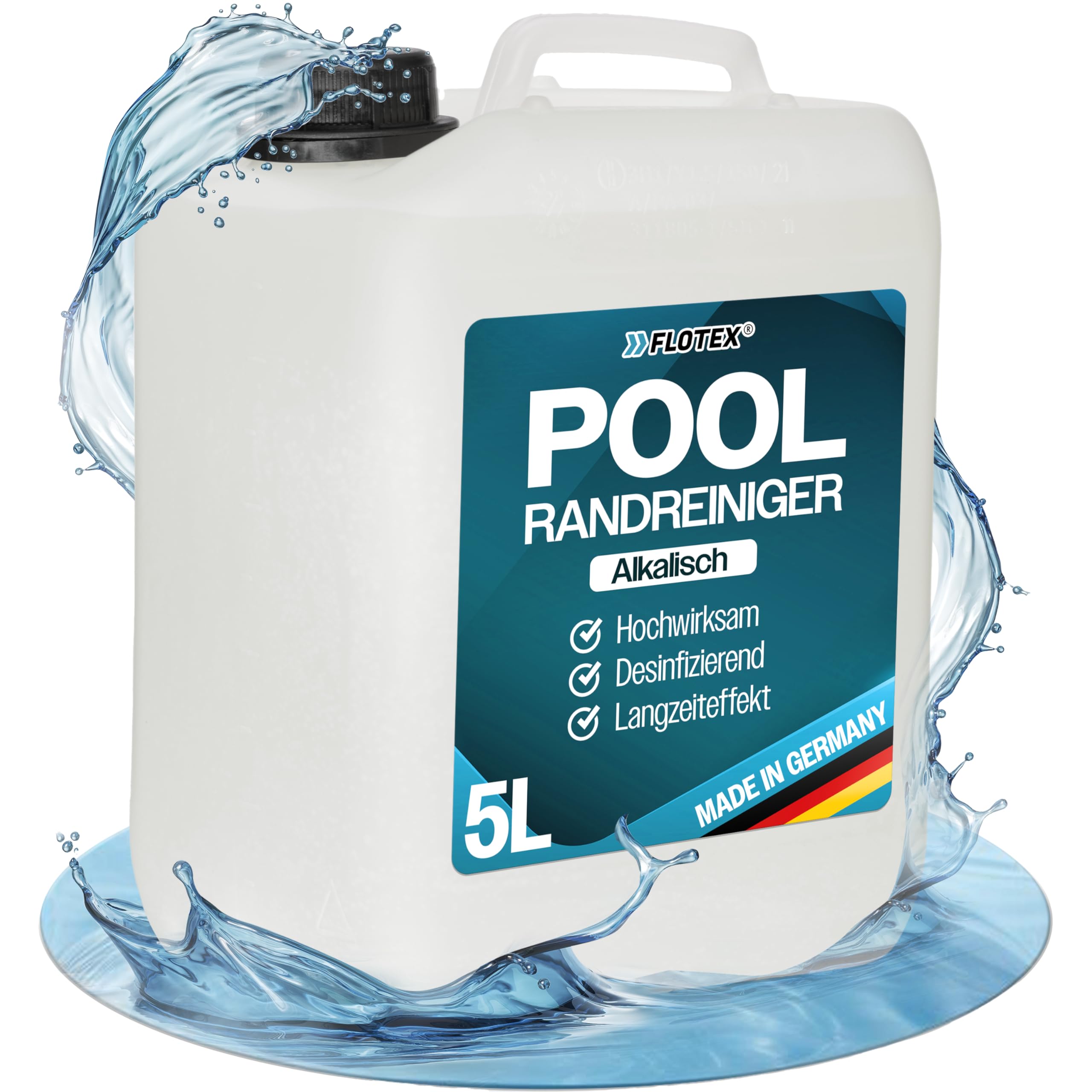 Hocheffektiver Pool Randreiniger alkalisch 5L | Poolrandreiniger für Folienpools | Effektiver Pool Folienreiniger | Beckenrandreiniger Pool für Fliesen, Keramik und Folie