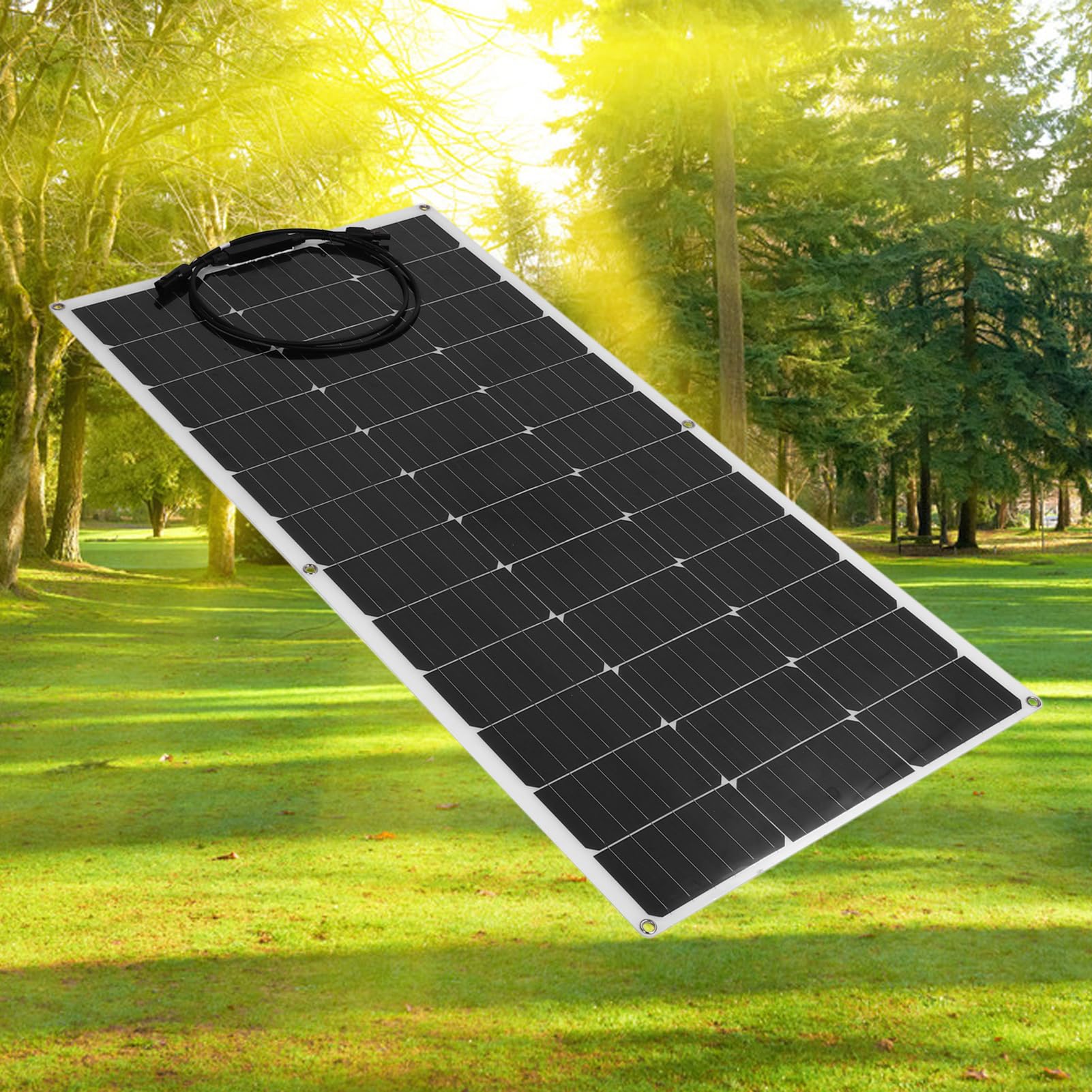 Pannello Solare Flessibile da 100 W, Monocristallino, Leggero per, Campeggio e Roulotte con Uscita 18 V