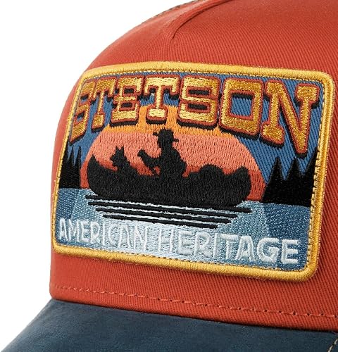 Stetson Cappellino Trucker Canoe Uomo - cap Berretto Baseball Mesh Snapback, con Visiera, Visiera Estate/Inverno - Taglia Unica Blu-Rosso - 6