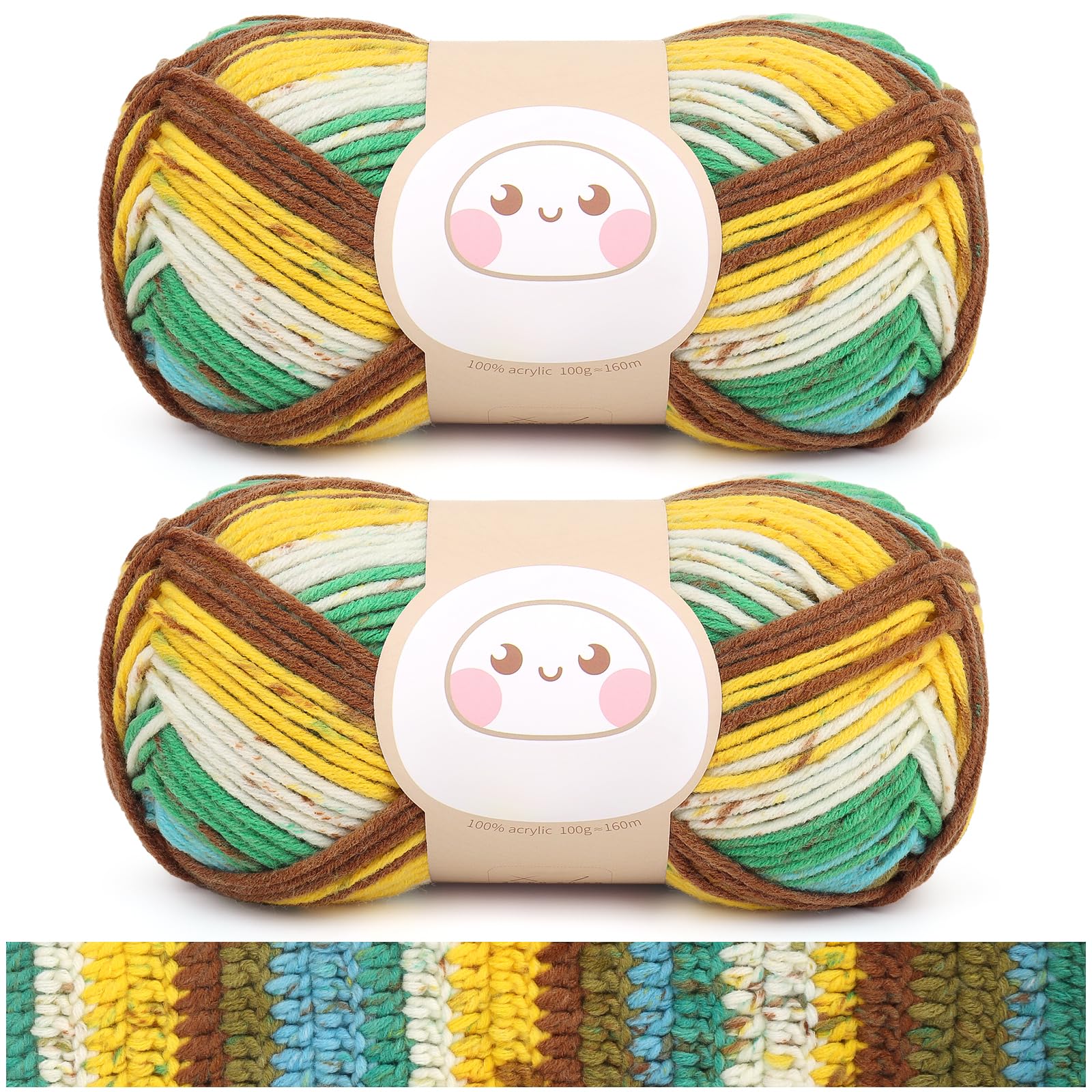 Aeelike Ombre Acrylic Yarn, 2 Pack DK Wool for Knitting 100g Balls — image 1