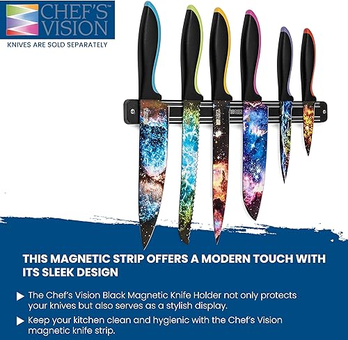 Miniatura 9 de BEHOLD by Chef's Vision - Soporte magnético para cuchillos de cocina plateado - Tira magnética para cuchillos de cocina - Elegante exhibición de