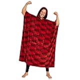 Blanket Hoodie for Men and Teenagers - Cosy Fleece Wearable Blanket One Size Sherpa Hood - Gifts for Men Red/Black