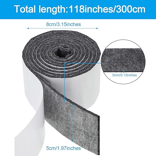 Vista 23 de Shappy Paquete de 2 tiras de fieltro con parte trasera adhesiva, rollo de cinta de fieltro, antideslizantes, autoadhesivas, para proteger suelos