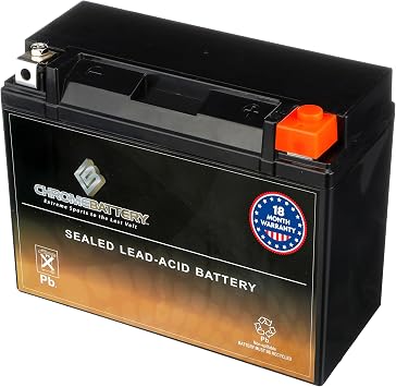 CB CHROMEBATTERY YTX24HL-BS 12 V 350 CCA AGM Maintenance-Free 27 Ah Battery for Harley, ATV, UTV, Snowmobile, Jet Ski T3 Nut & Bolt Terminal Fits Harley Electra Glide, Polaris Ranger