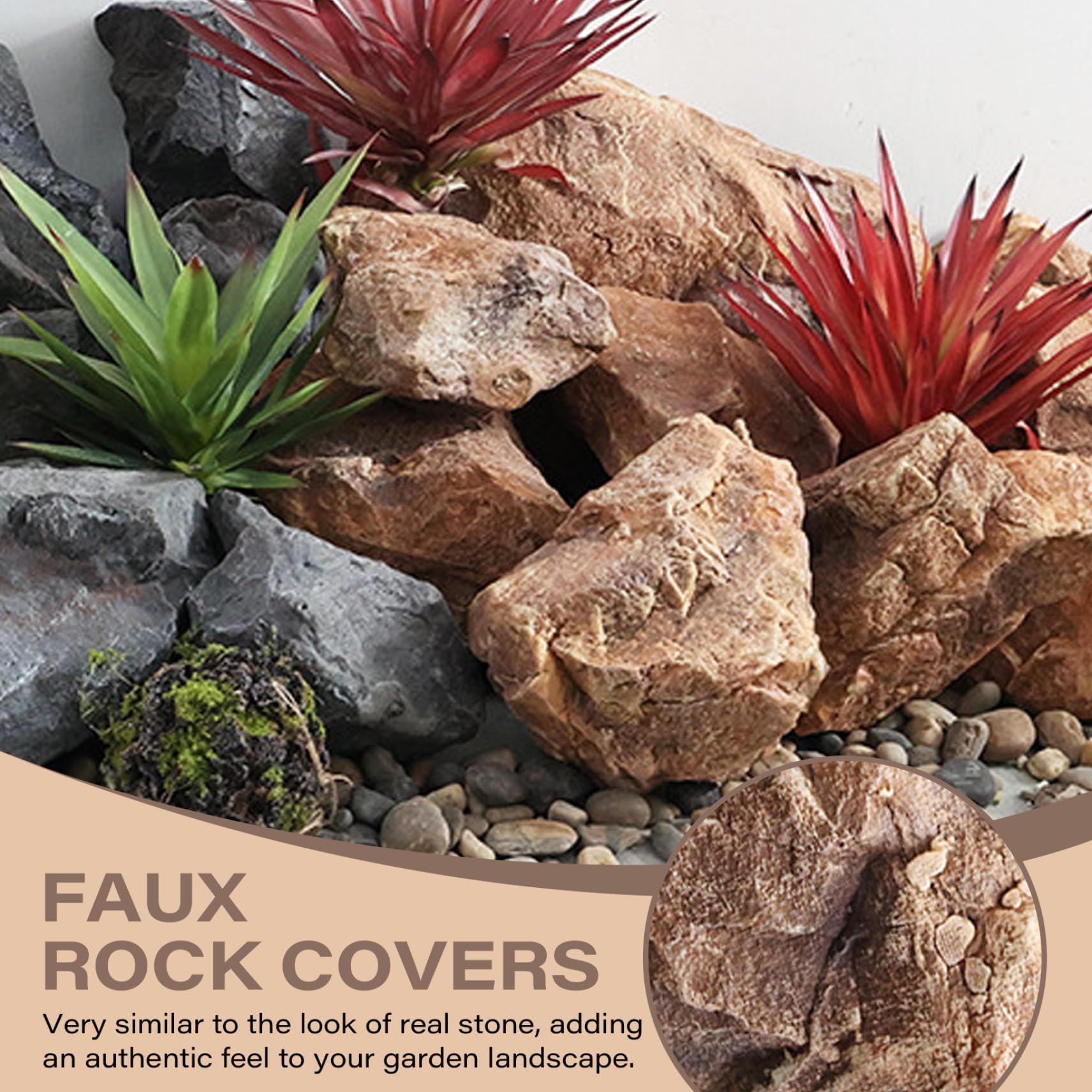 Landschaftsfelsen gefälschte Stein Sandstein Landschaftsgestein PU Schaum Künstliche Felsen Realistische natürliche Textur gefälschter Fels vielseitiger Faux Rock Cover für Landschaftsgestaltung Pump