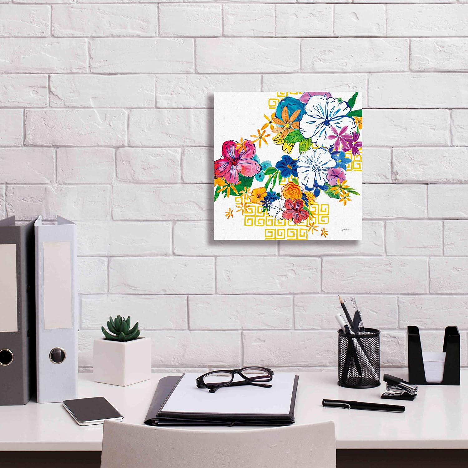 Epic Graffiti 'Flower Power II' by Mike Schick, Giclee Canvas Wall Art, 12"x12"
