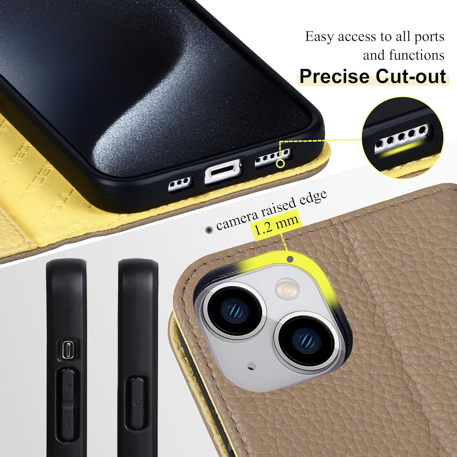 VISOUL Pebbled Genuine Leather Case for iPhone 14 Wallet Case with Card Holder for Men Women, Magnetic Flip Folio Cover with Stand RFID Blocking Cell Phone Case for iPhone 14 (6.1 inch)