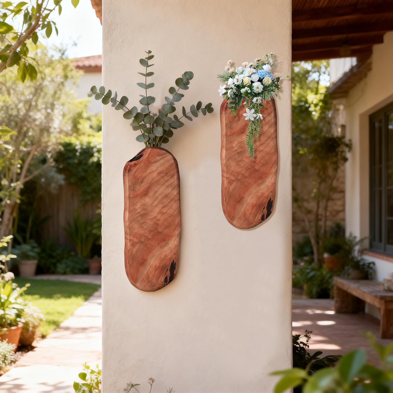 Flower Vase Pots Wall Planters Holder for Indoor Plants Hanging Planters Wall Vase Wooden Plant Hanging Farmhouse Wall Art Decor for for Entryway Hallway Bathroom Living Room, Dining Room