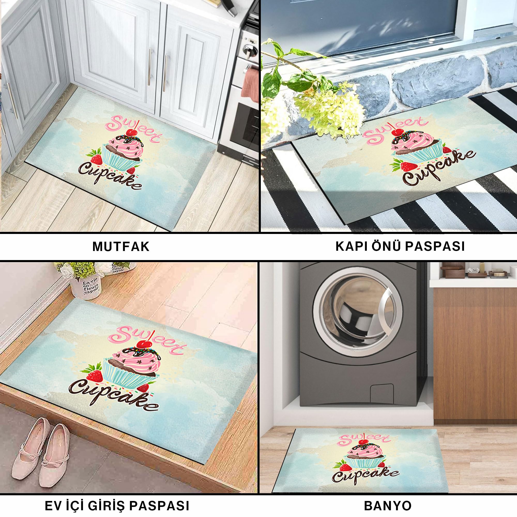 MONNHEIN Kapı Önü Paspası - Modern ve Şık Kapı Paspası | Ev, Ofis ve Dış Mekân Kullanımı İçin (Capcake)