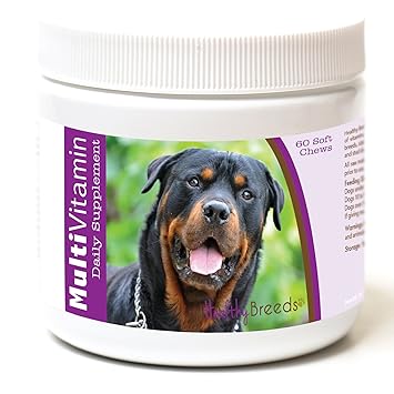Healthy Breeds Dog Multivitamin Soft Chew for Rottweiler - Over 80 Breeds - Daily Vitamin and Mineral Supplement - 60 Count