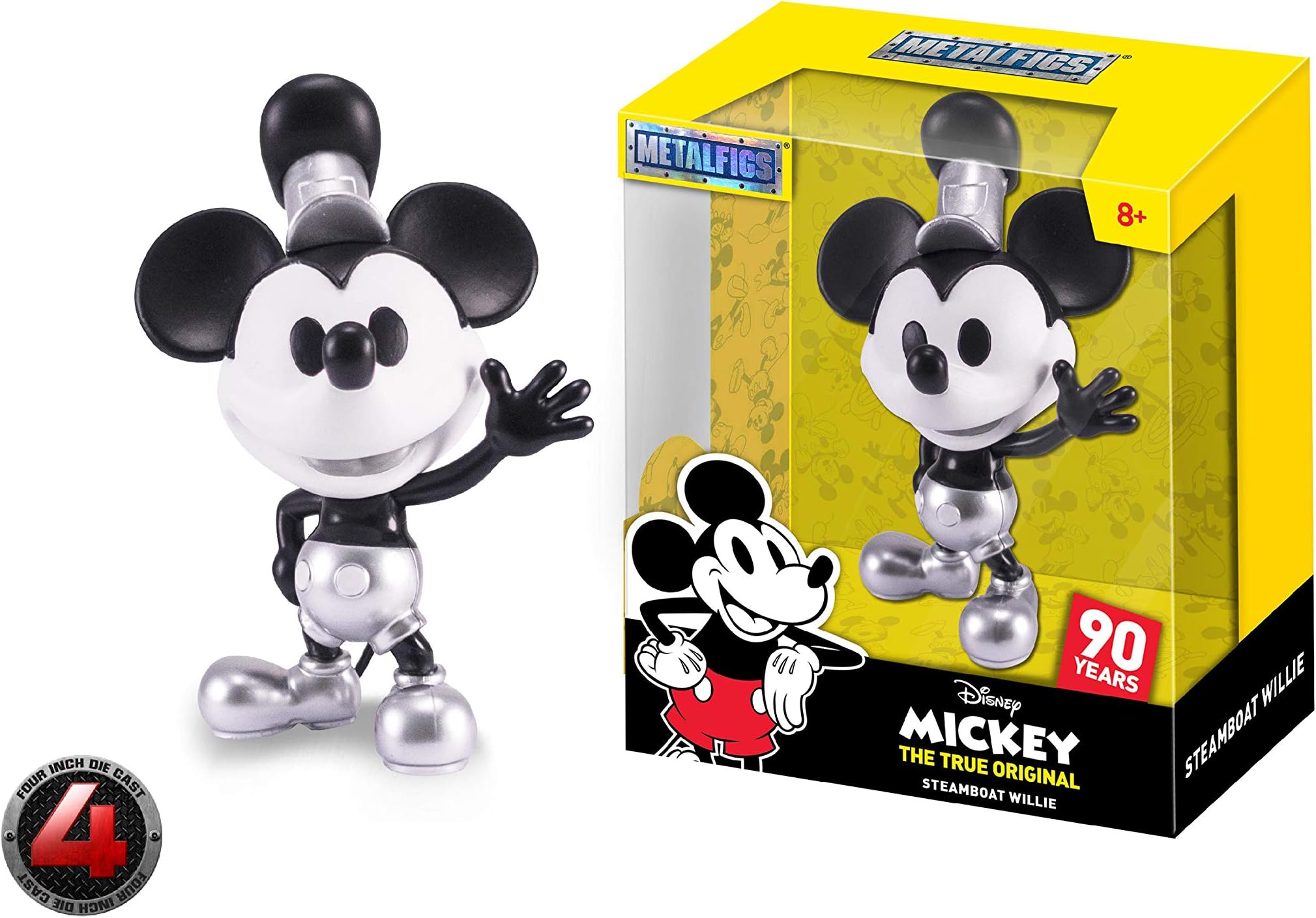 Metalfigs 30025 Toys Disney The True Original Mickey Steamboat Willie Diecast Figure, 4", Silver