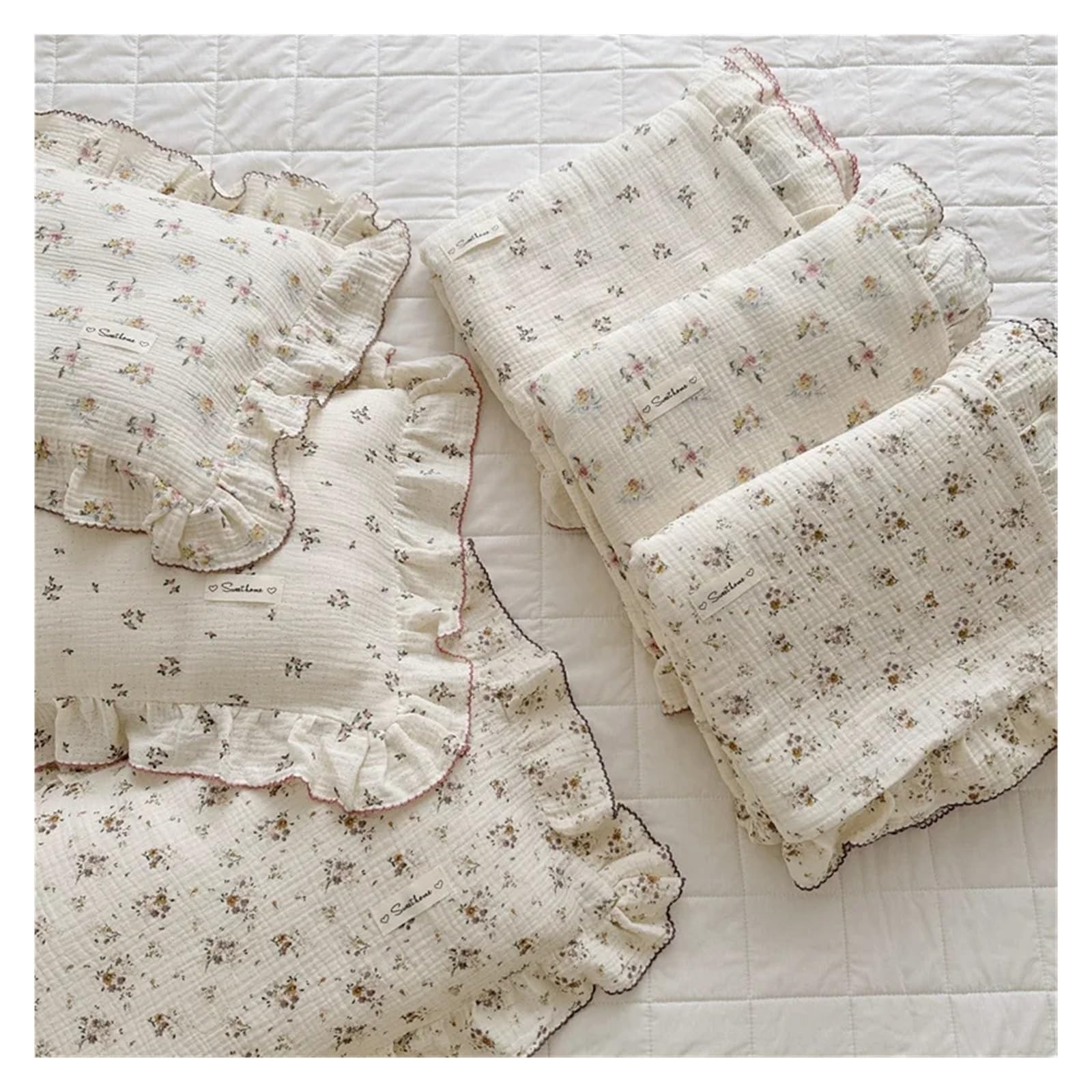 Juego de edredón de 3 piezas, juego de ropa de cama de muselina de algodón para cuna, funda de edredón y funda de almohada, sin relleno