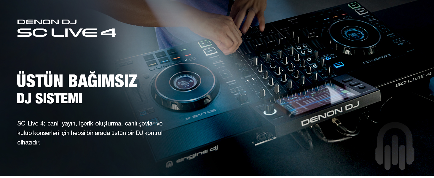 Denon DJ SC LIVE 4 - Bağımsız DJ Controller, 4 Kanallı Mikser