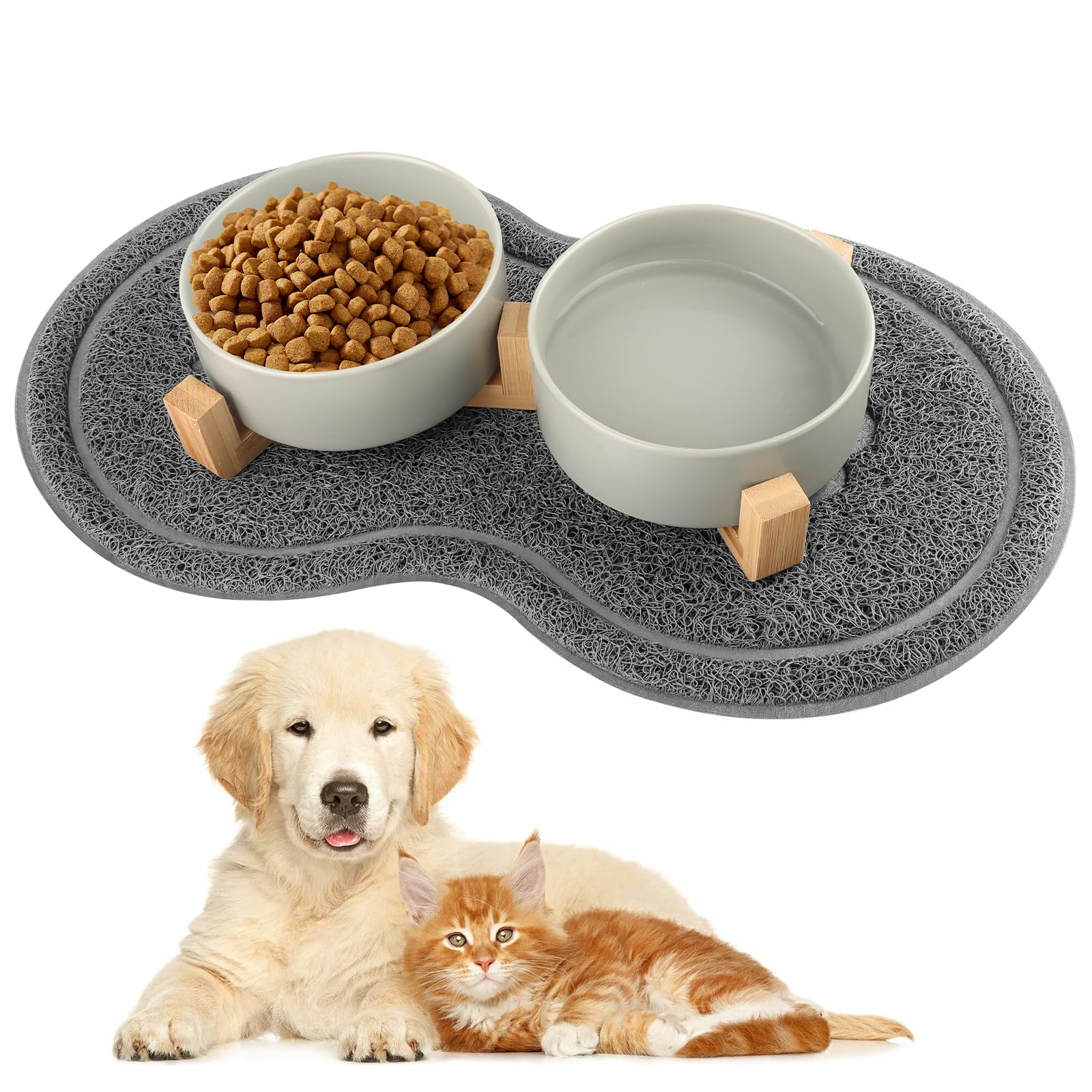 2 Pacchi 400ML Ciotole per Gatti, Ciotole per Cani Ceramic Gatti Rialzate, Rialzata per Cani, Ciot Cane con Base e Pad Antiscivolo Ciot Adatto a Ca di Media e Piccola Taglia