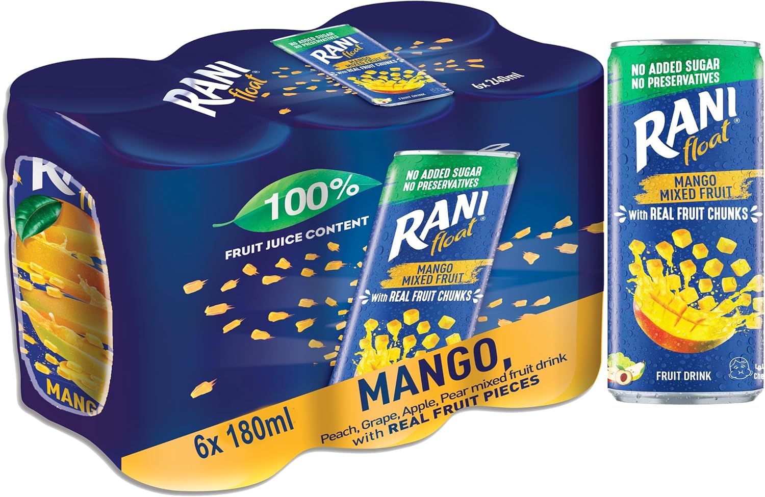 مشروب فاكهة بنكهة المانجو بدون سكر مضاف من راني، 180 مل 2026