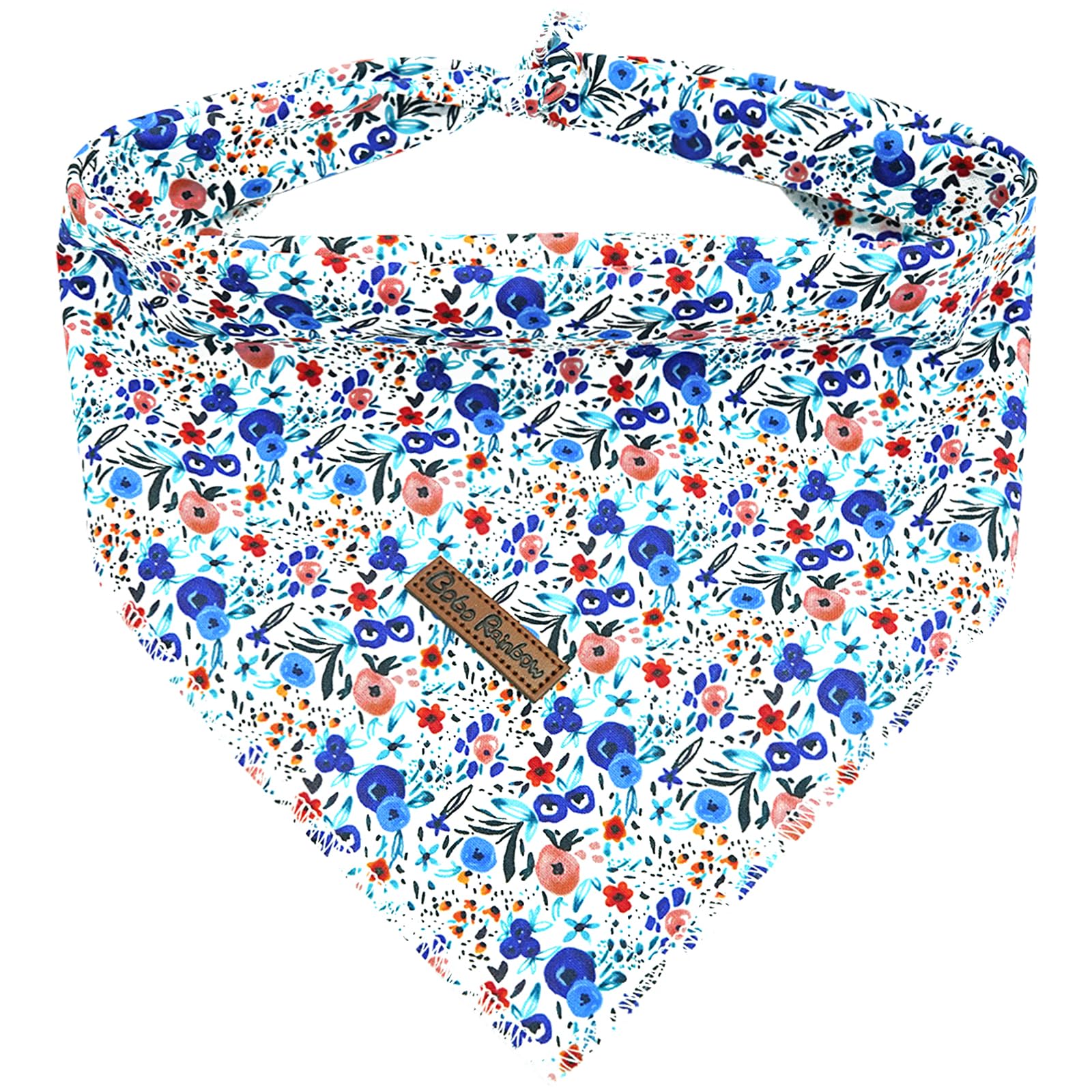 Bobo Rainbow Dog Bandana-1PC Flower Print Pet Bandanas Cute Spring Bandanas Bibs Scarf Square Blue Soft Dog Kerchief for Small Medium Large Dogs