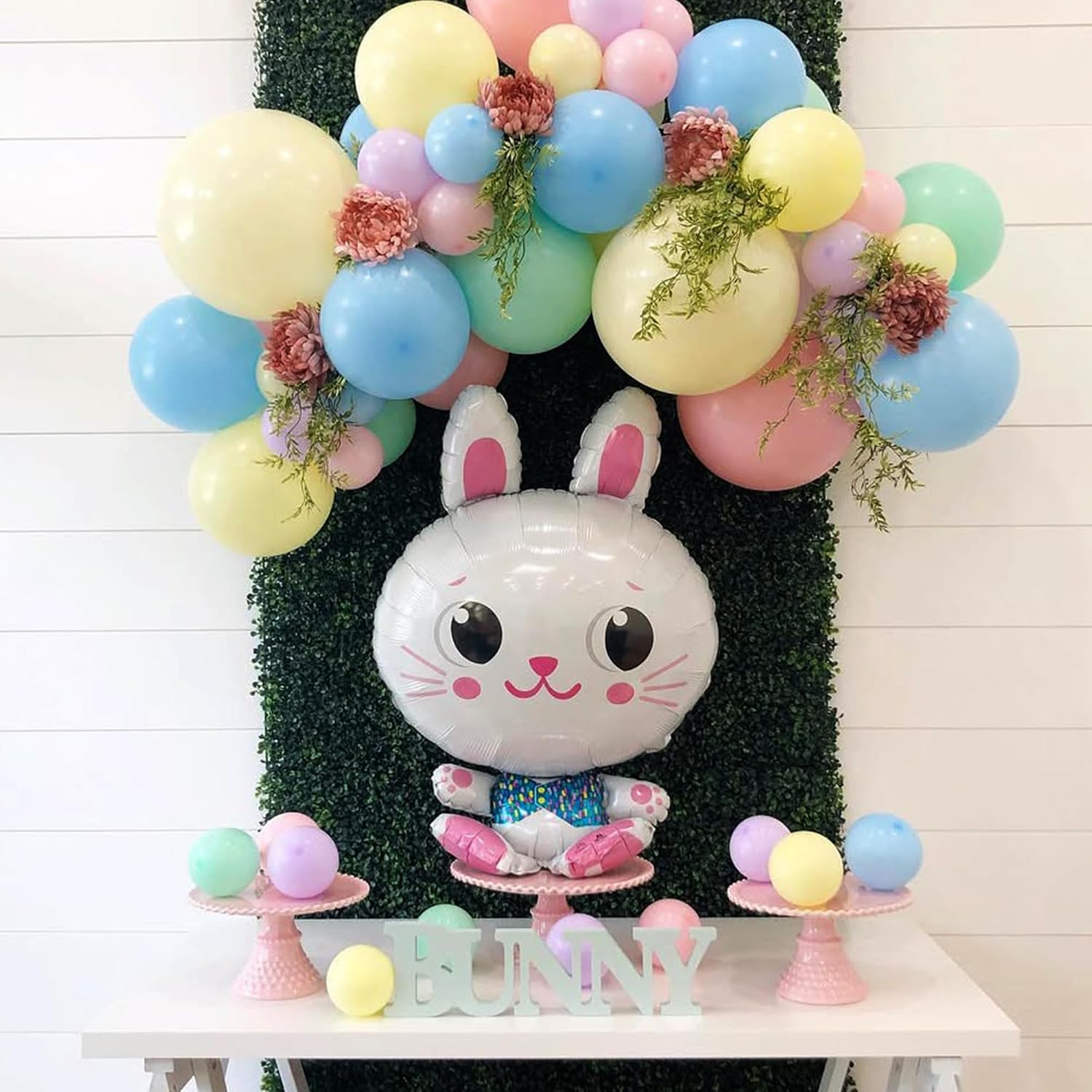 Easter Bunny Balloon Set 6PCS 31.6in Large Foil Rabbit Decorations for Easter Party Spring Celebration Egg Hunt Home Decor and Photo Backdrops
