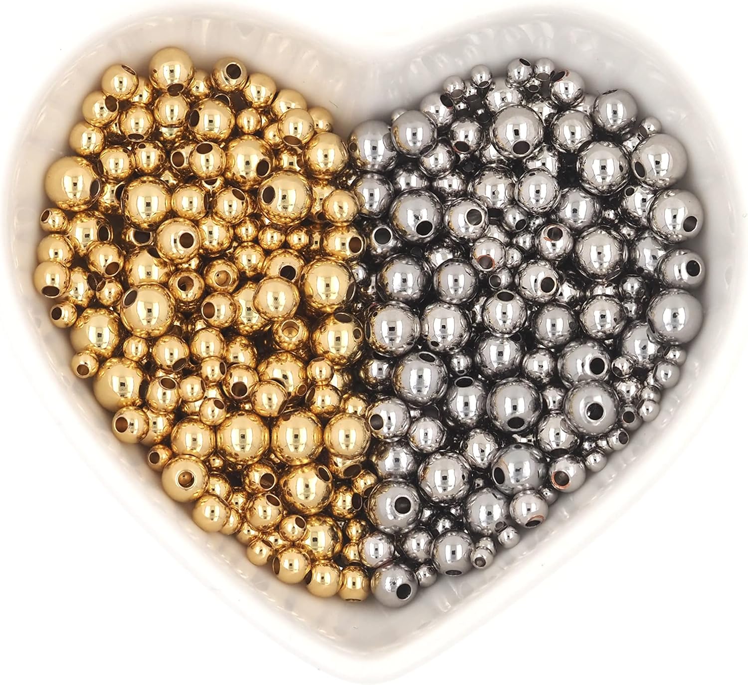 500pcs 18K Gold Filled Spacer Beads That Do Not Fade Easily Smooth Round Beads Seamless Ball Beads Brass Loose Beads Metal Beads for DIY Necklace Bracelet Jewelry Making (Gold-2mm) - Image 2