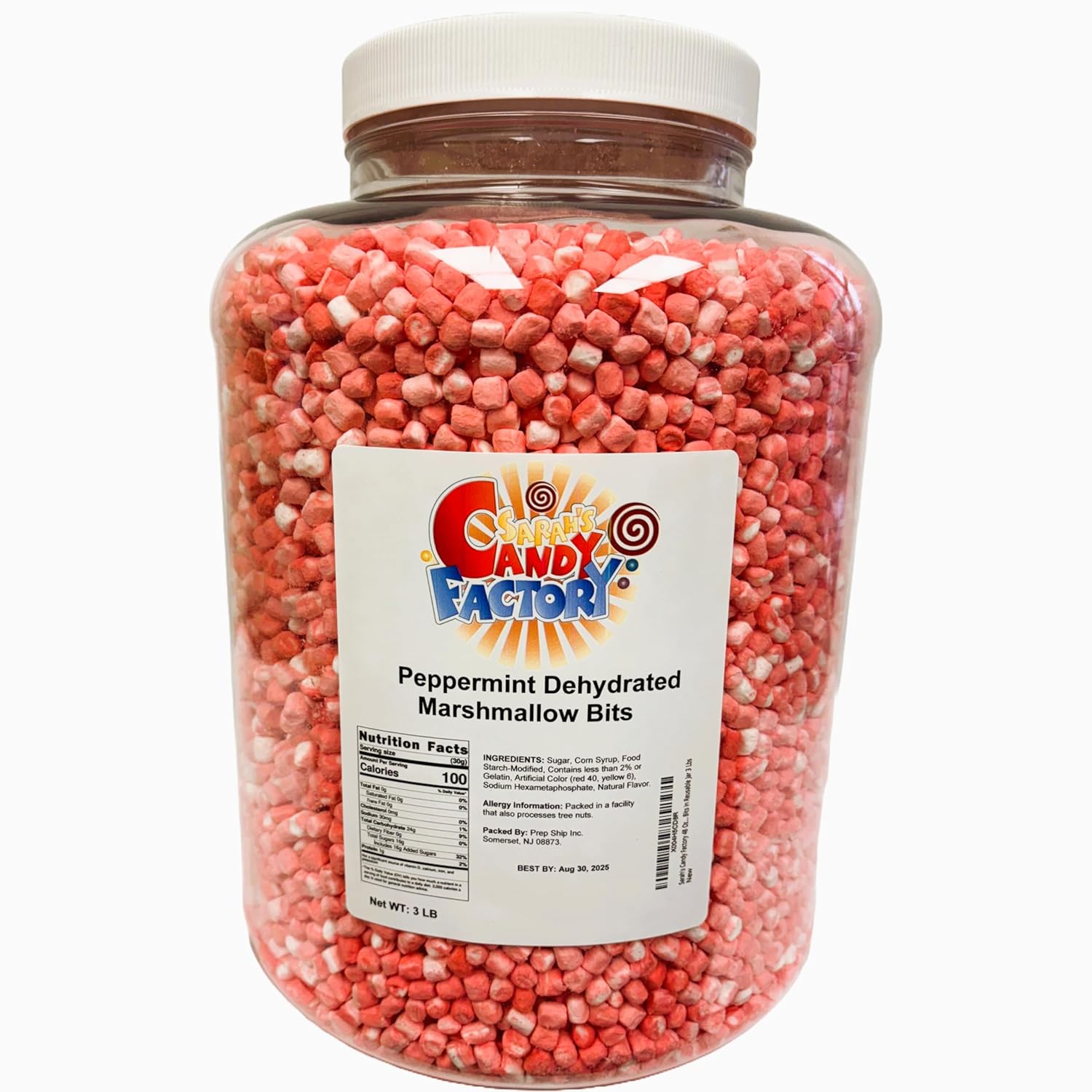 Sarah's Candy Factory Vanilla Mini Dehydrated Marshmallows in Jar - Mini Marshmallow Bits for Hot Cocoa (2.5 Lbs) 2 PACK