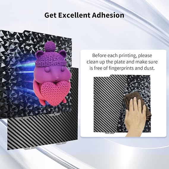 IdeaFormer Smooth Diamond PEO + Carbon Fiber PET Build Plate 184x184 mm (7.24 x7.24 inch) for Bambu Lab A1mini, Double Sided Spring Steel Sheet.