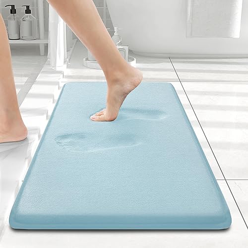 Miniatura 93 de Smiry Tapete de baño de espuma viscoelástica de 24 x 16 pulgadas, extra suave y absorbente, antideslizante, lavable para suelo, ducha y bañera,