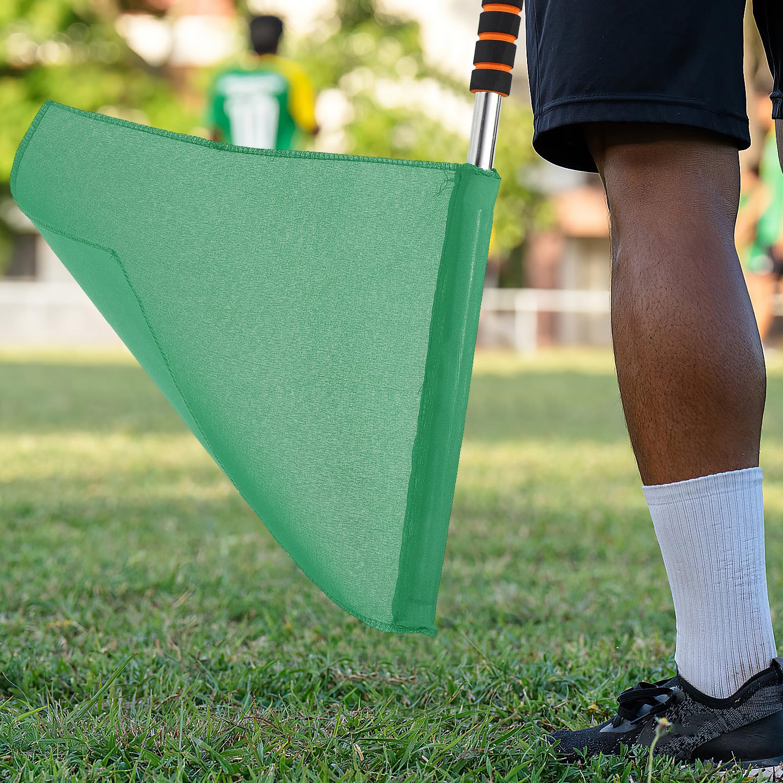 FUOYLOO 4pezzi Bandiere Arbitro per Eventi Sportivi Impugnatura Comoda in Acciaio Inossidabile Piccole Bandiere da Segnalazione per Partite e Gare