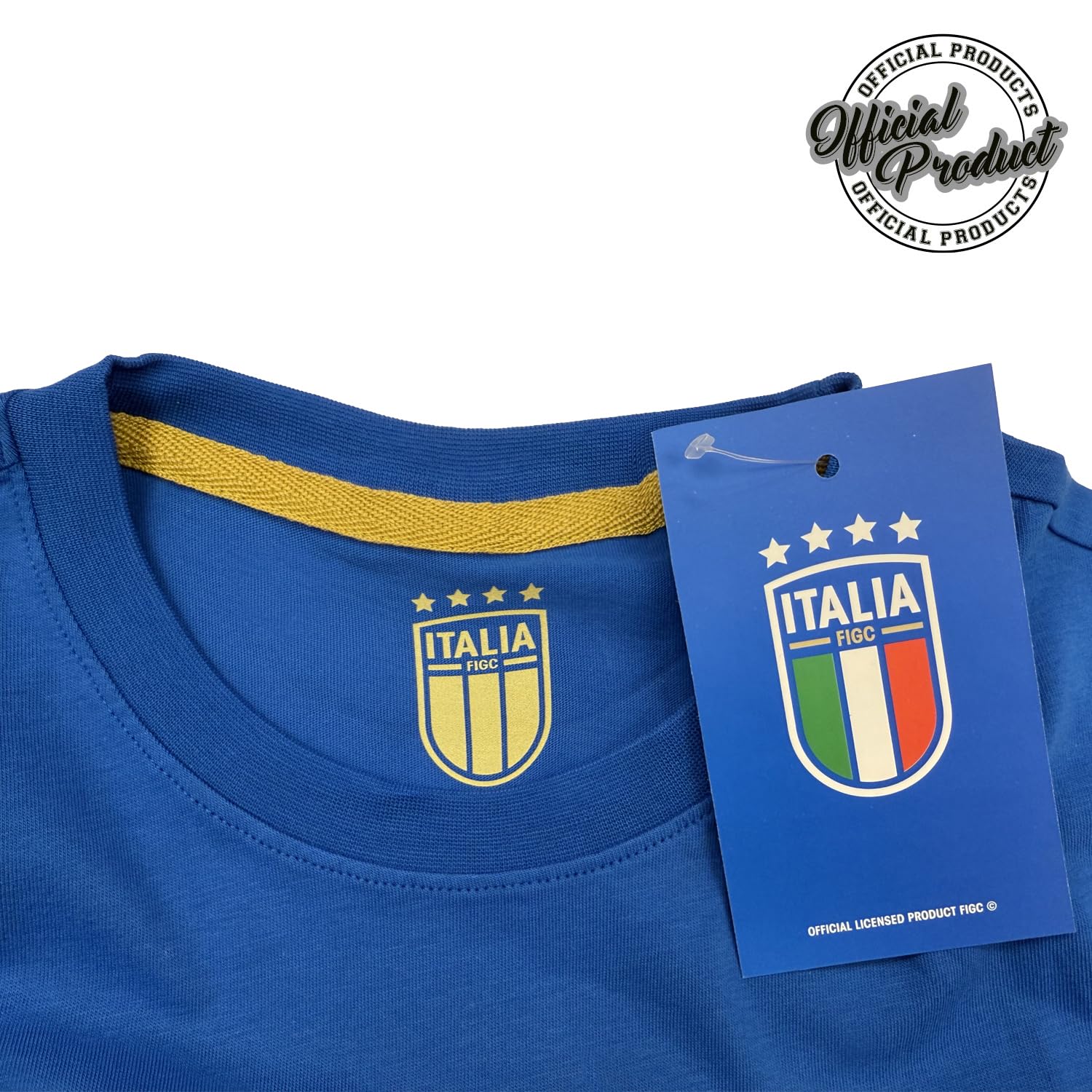 Maglia Ufficiale - Forza Azzurri. T Shirt Unisex in Cotone. Maglietta vestibilità Regular per Bambino e Ragazzo