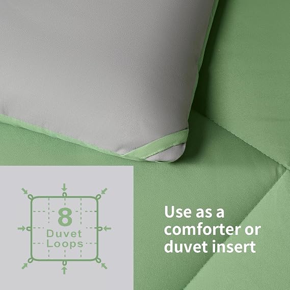 beeweed Coverless Single Duvet 13.5 Tog - 135x200cm, Green/Grey