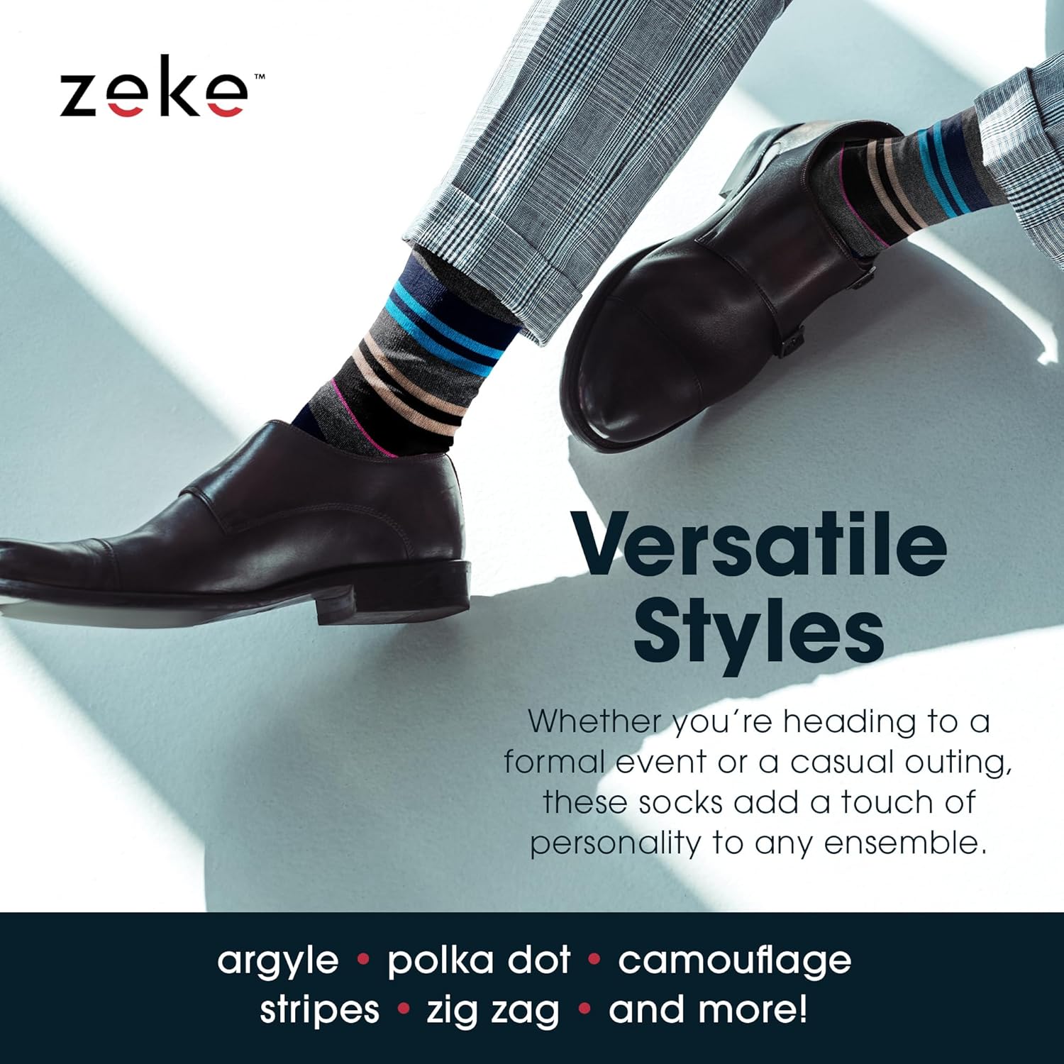 ZEKE Funny Dress Socks for Men - Funky Mens Crazy Socks - Cool Colorful Patterned Fun Socks for Men