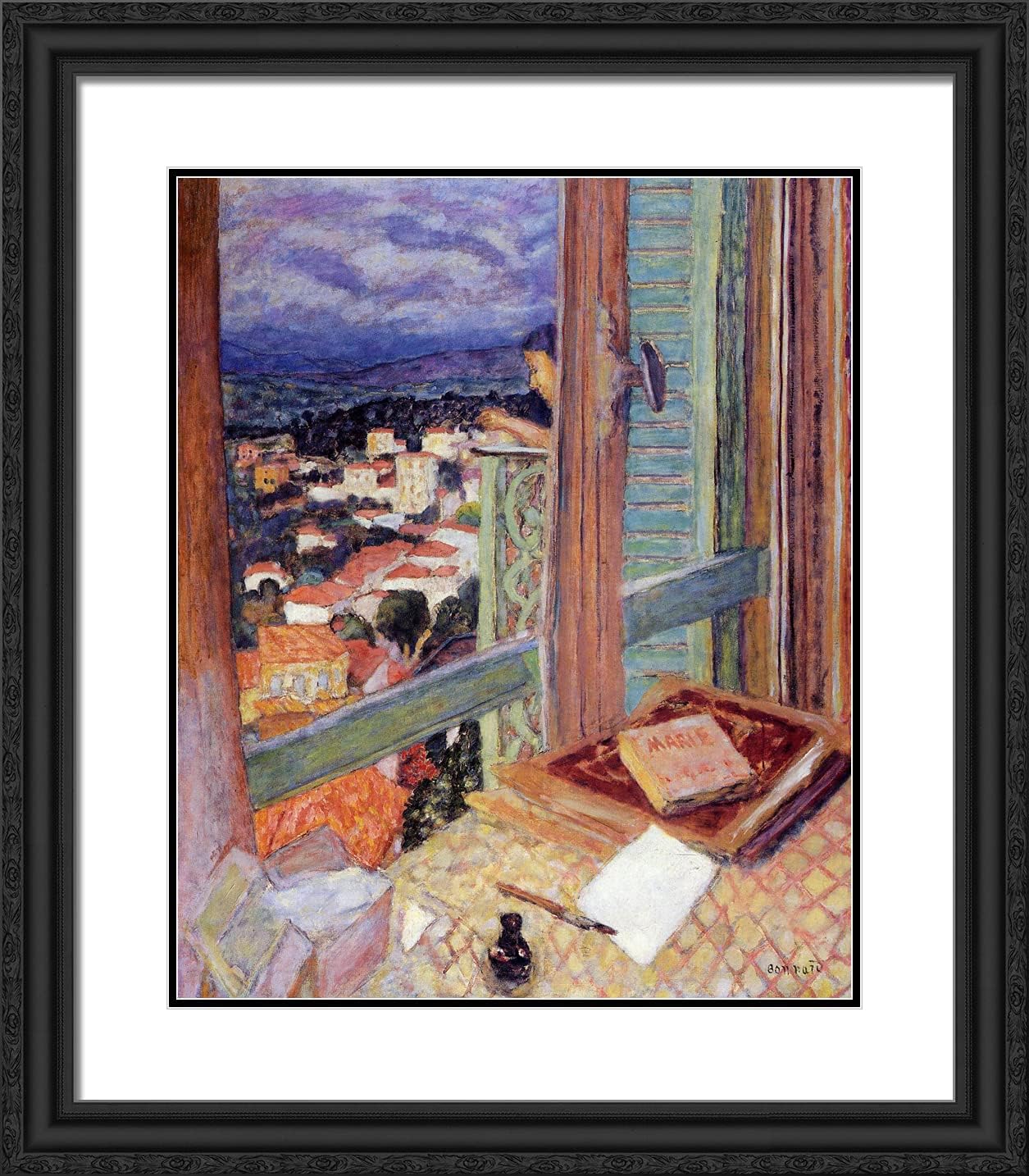 ArtDirect Bonnard, Pierre 20x23 Gold Ornate Framed Art Print with Double Matting Titled: The Window