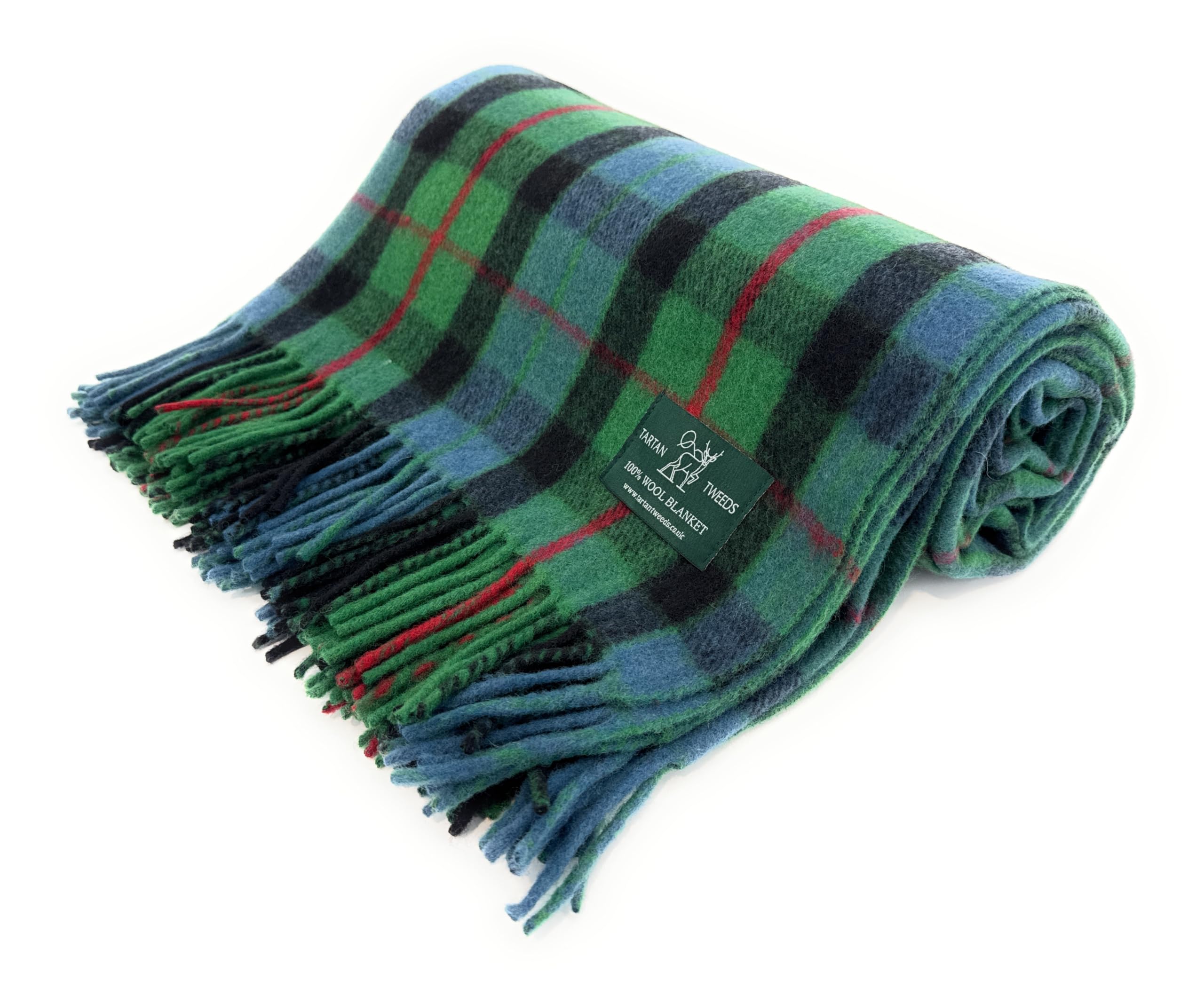 Tartan Tweeds Gunn Ancient Large Wool Tartan Blanket, Fade Resistant, Bed, Cosy Sofa Throw (Gunn Ancient)