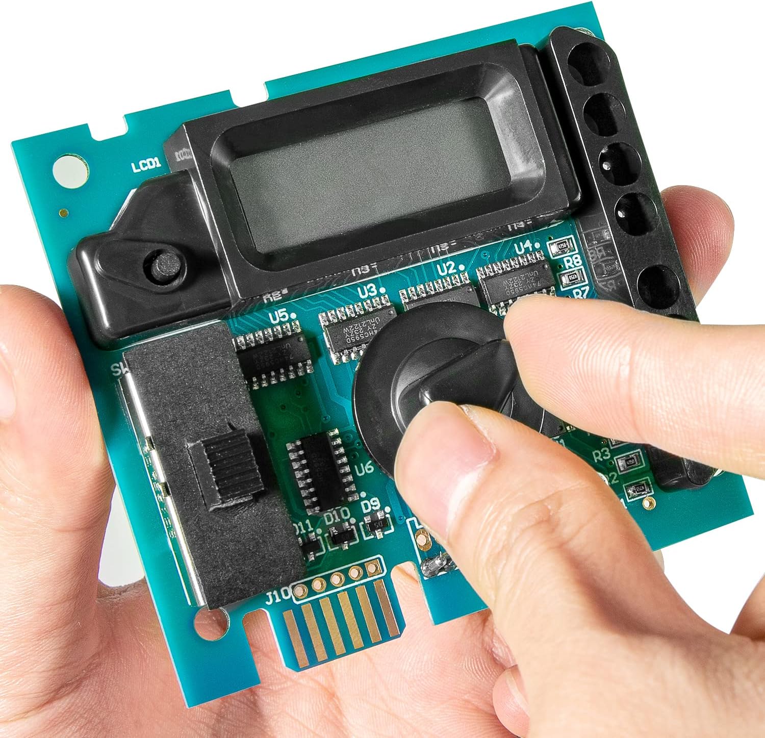 Hand adjusting the knob on the GLX-PCB-DSP board