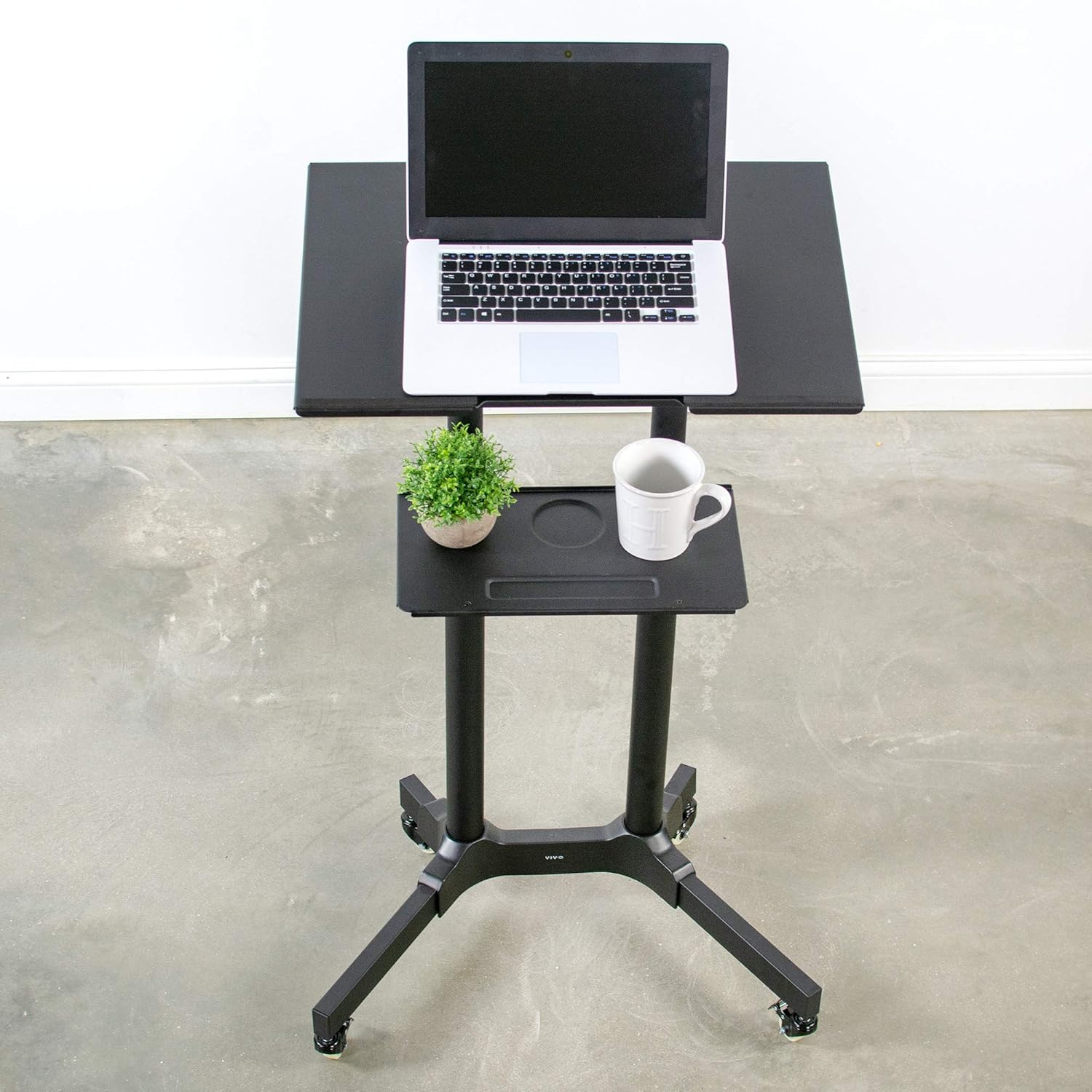 VIVO Steel Mobile 24 inch Height Adjustable Multi-Purpose Rolling Podium, Lectern, and Laptop Workstation Desk with Storage Tray, Black, CART-V03E : Office Products