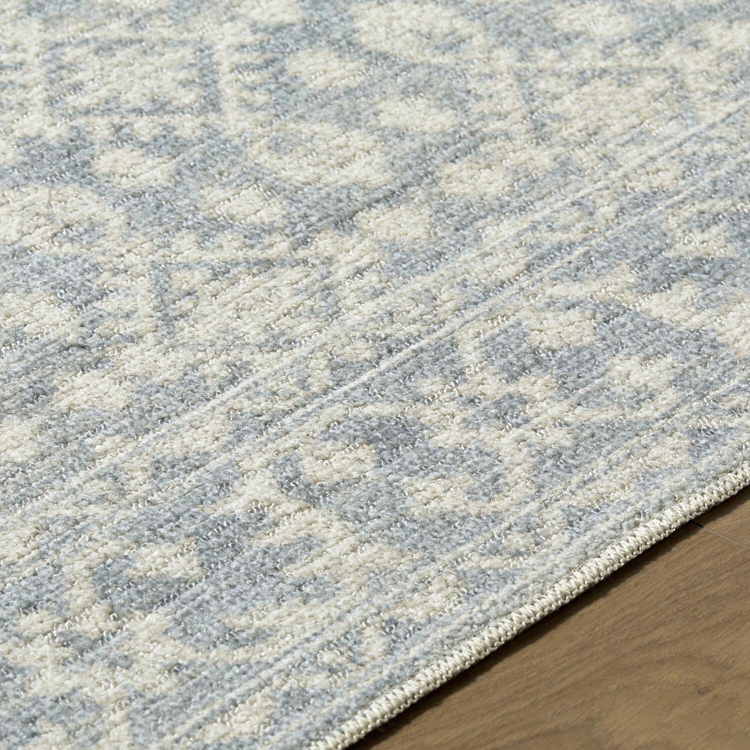Livabliss x Nabela Noor Home Aram Traditional Diamond Area Rug, 2'6" x 7'3",Denim/Beige