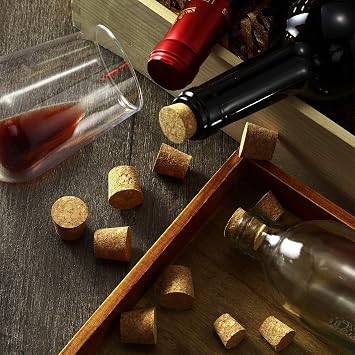 120 Pcs 8 Sizes Tapered Cork Stoppers Wooden Wine Bottle Stopper Tapered Cork Glass Bottle Plugs Natural Soft Wood Crafts Replacement Plugs for Wine Beer Liquor Container, DIY Craft
