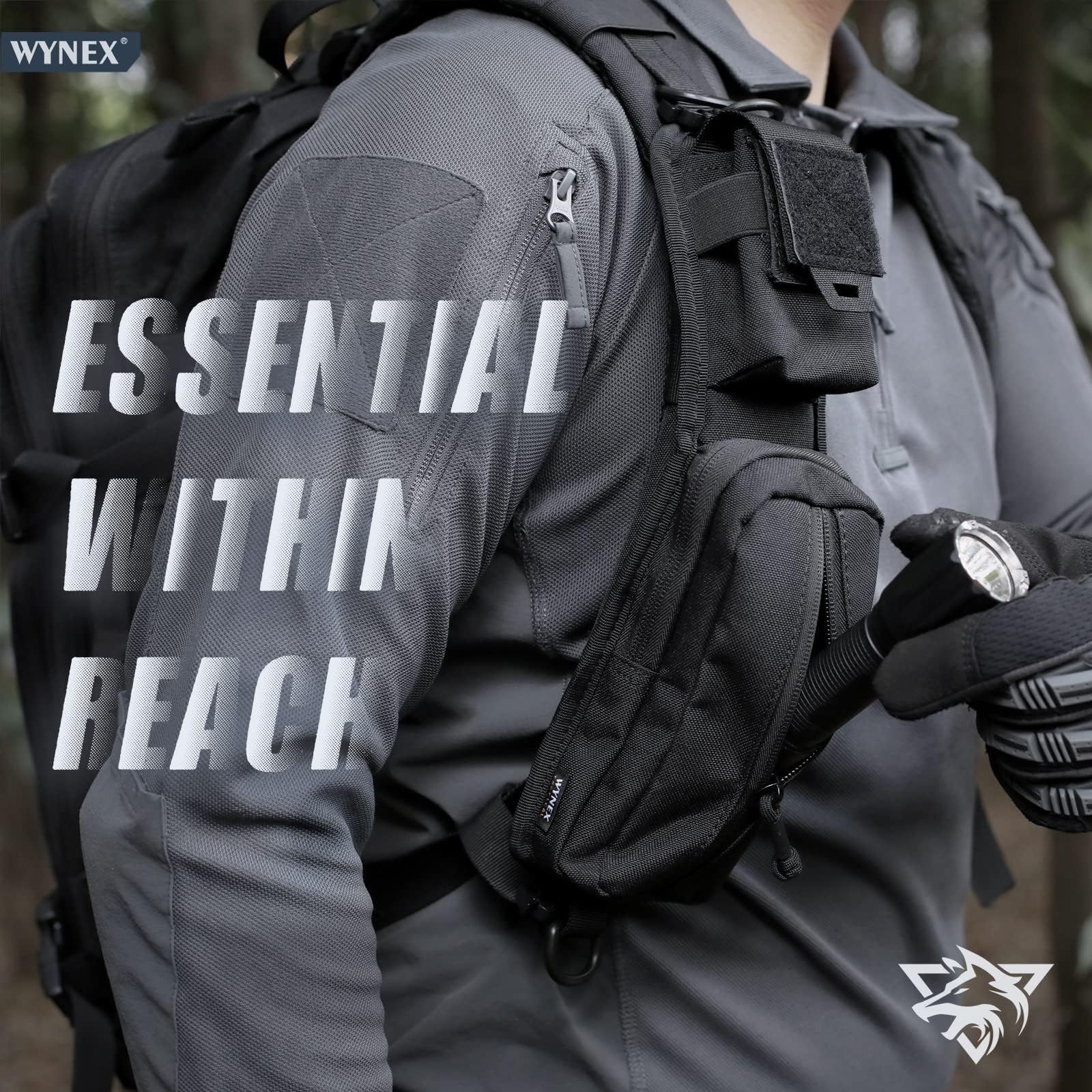 WYNEX Molle Accessori Borsa con Tasca con Cerniera, Zaino Tracolla Tracolla Molle Fissaggio Accessori Tattici Borsa Spalla Starps Tasca Porta Cellulare