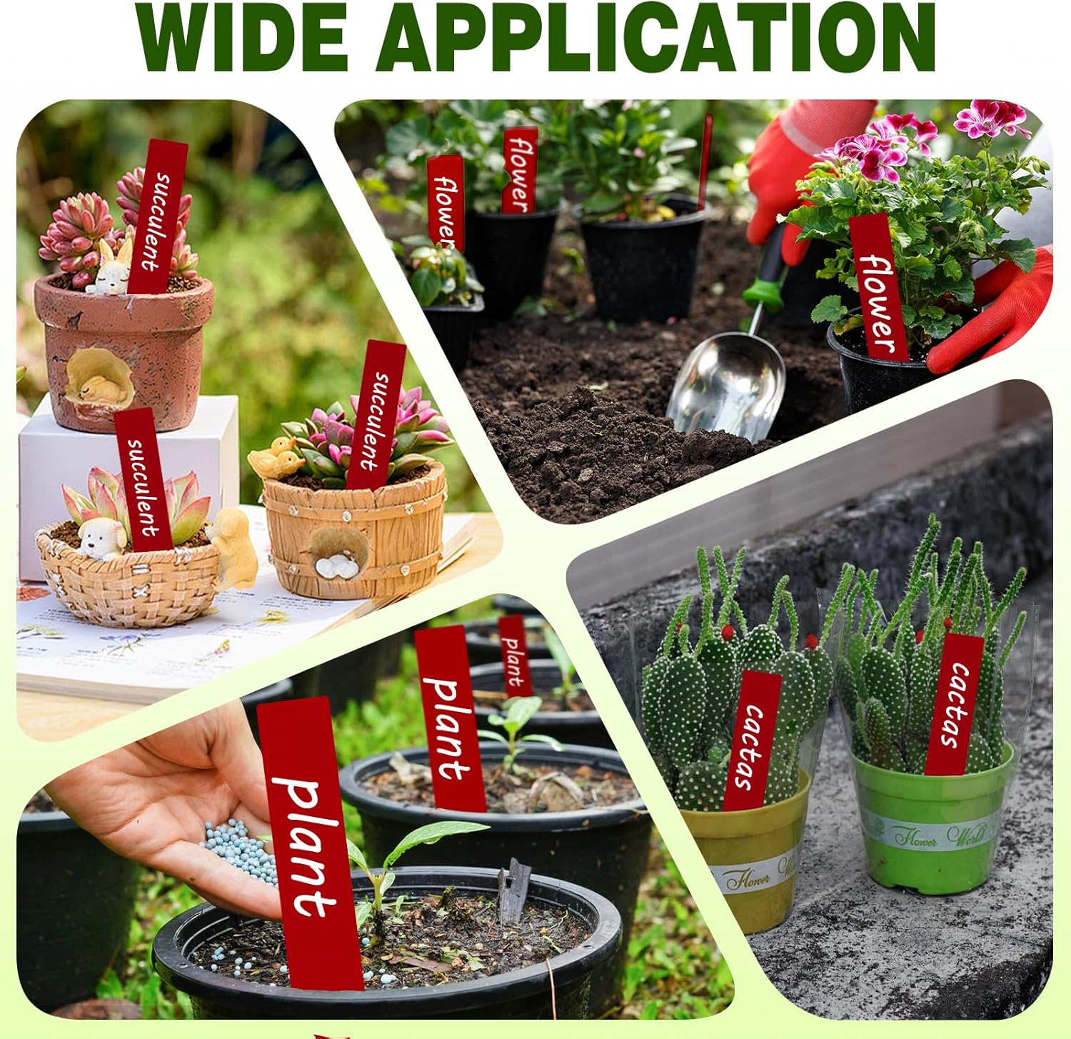 Plant Labels 200 Pcs Yuanling for Seeding Plastic Waterproof Plant Name Tags Garden Labels Marker Garden Pots Stakes for Outdoor Potted Plants Belt Permanent Marking Pen (Red) - Image 6