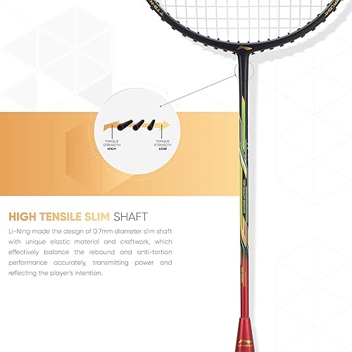Miniatura 5 de Li-Ning Air Force 77 G2 - Raqueta de bádminton de fibra de carbono con cubierta completa gratis