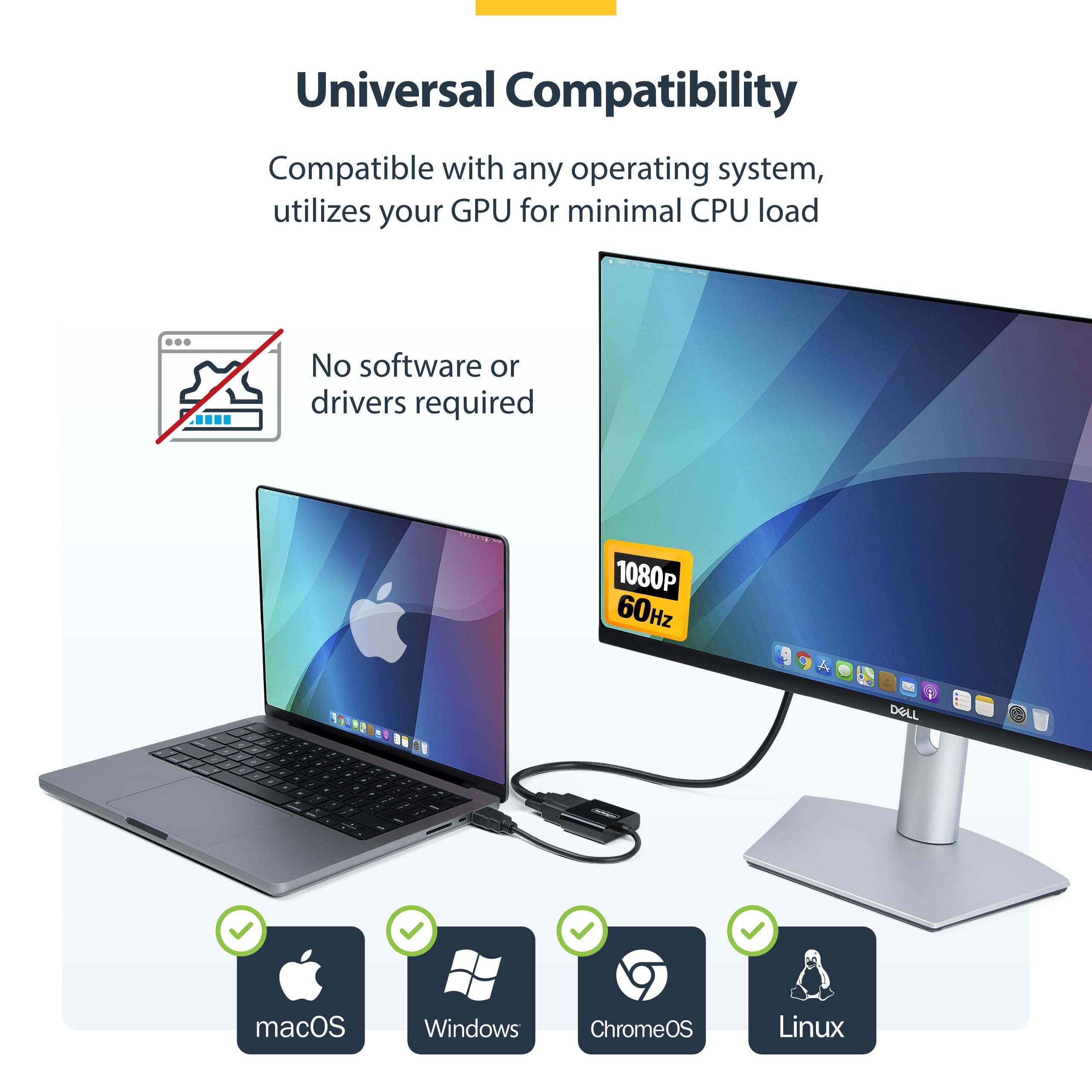 StarTech.com 1080p, HDMI na VGA, aktywny konwerter wideo do laptopa/komputera stacjonarnego, monitora HDMI na VGA