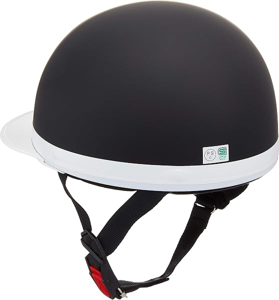 バイクパーツセンター(Bike Parts Center) ヘルメット ハーフ 白ツバ マットブラック XL (頭囲 61cm~62cm未満) 710916 - 2