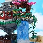 Yushinv Set de cerises Blossom Building, Scène originale Musique Cherry Bloslom Tree House(Type :Symphonie), japonais Sakura Treehouse Lights Building Kit(3320 Pcs, Bonsai Set.