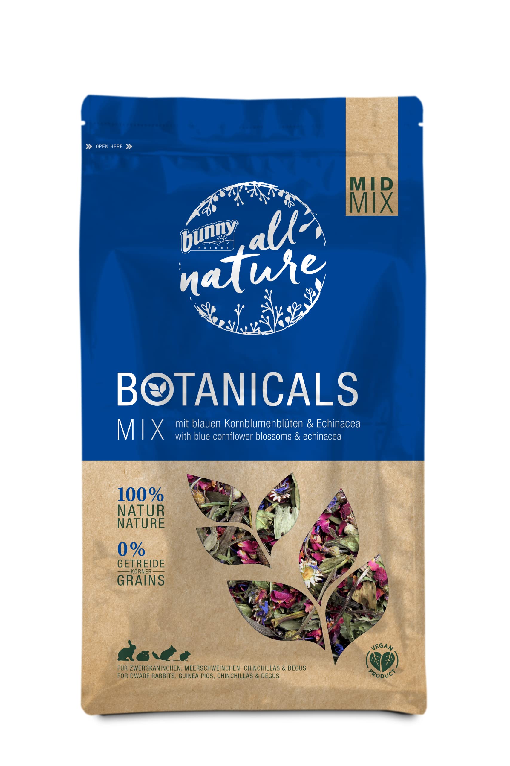 Bunny Nature Super Premium Botanicals Mid Mix with Blue Cornflower Blossoms & Echinacea 120 G Supplementary Food for Dwarf Rabbits, Guinea Pigs, Chinchillas & Degus-image-32