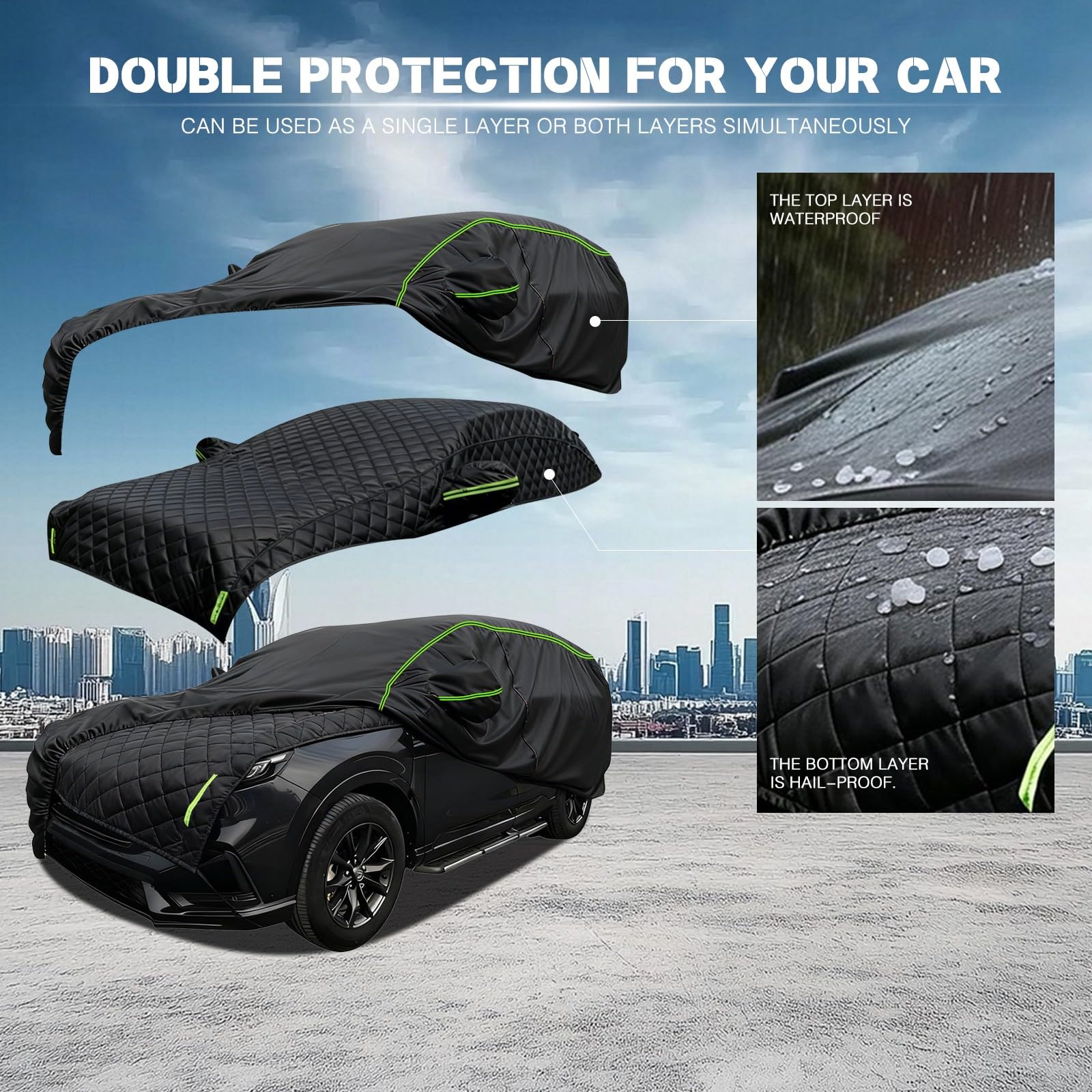 Anti-Hail Car Cover para Audi Q7 4M 2015–Present,Combinazione antigrandine multistrato ispessita 2 in 1, Engrosamiento,protección contra Granizo,Resistente a La Lluvia,La Nieve-fre564