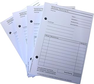 1x Block Rechnung / Quittung für Kleinunternehmer - 2 x 50 Blatt DIN A6 hoch - gelocht - SD -durchschreibend (22419)