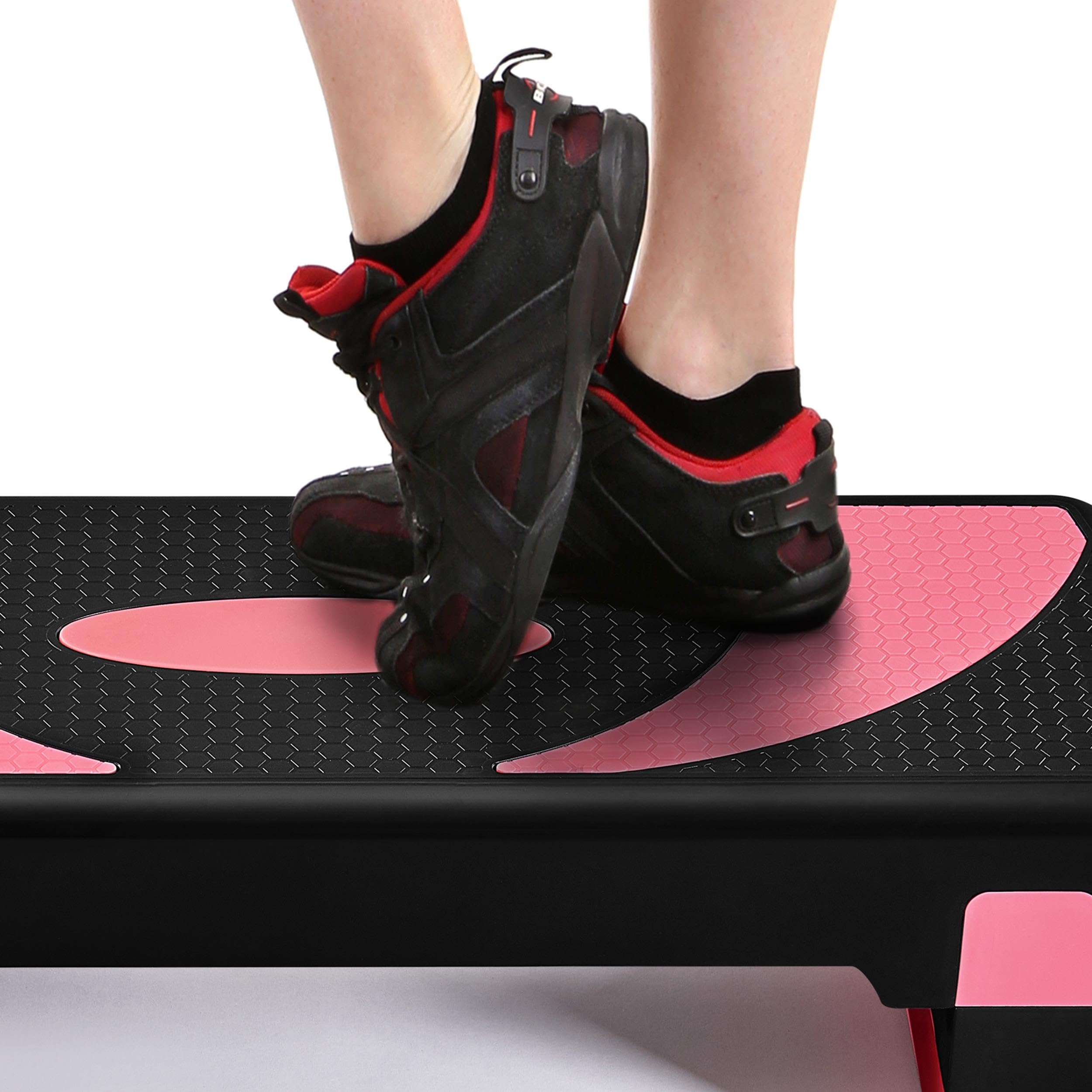 Abician Step de Fitness Stepper d'aérobic 79,5 x 30 x 20cm Réglable sur 3 Hauteurs Marche d'Exercice pour Fitness à la Maison et au Bureau Rose