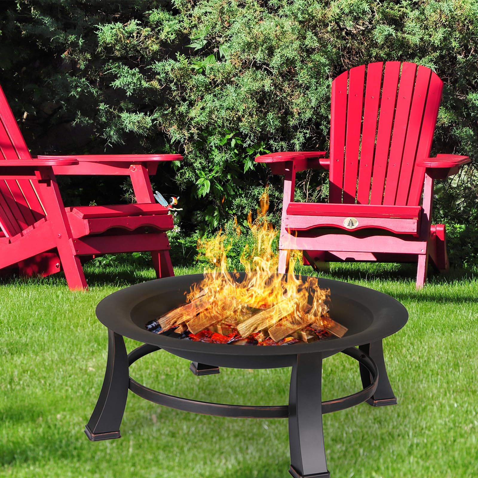 Bracieri da Giardino, Ø 76 cm Braciere con Griglia, Braciere con Parascintille y Copertura Impermeabile 600D, Braciere da Esterno, Braciere Barbecue, Grande Bracere Multifunzionale, Fire Pit, Nero